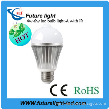 6w aluminum led bulb light with IR